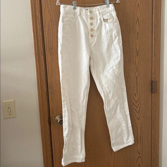 Reformation Cynthia Gold Button | High Rise Straight Jeans | 100% Cotton - Picture 2 of 5